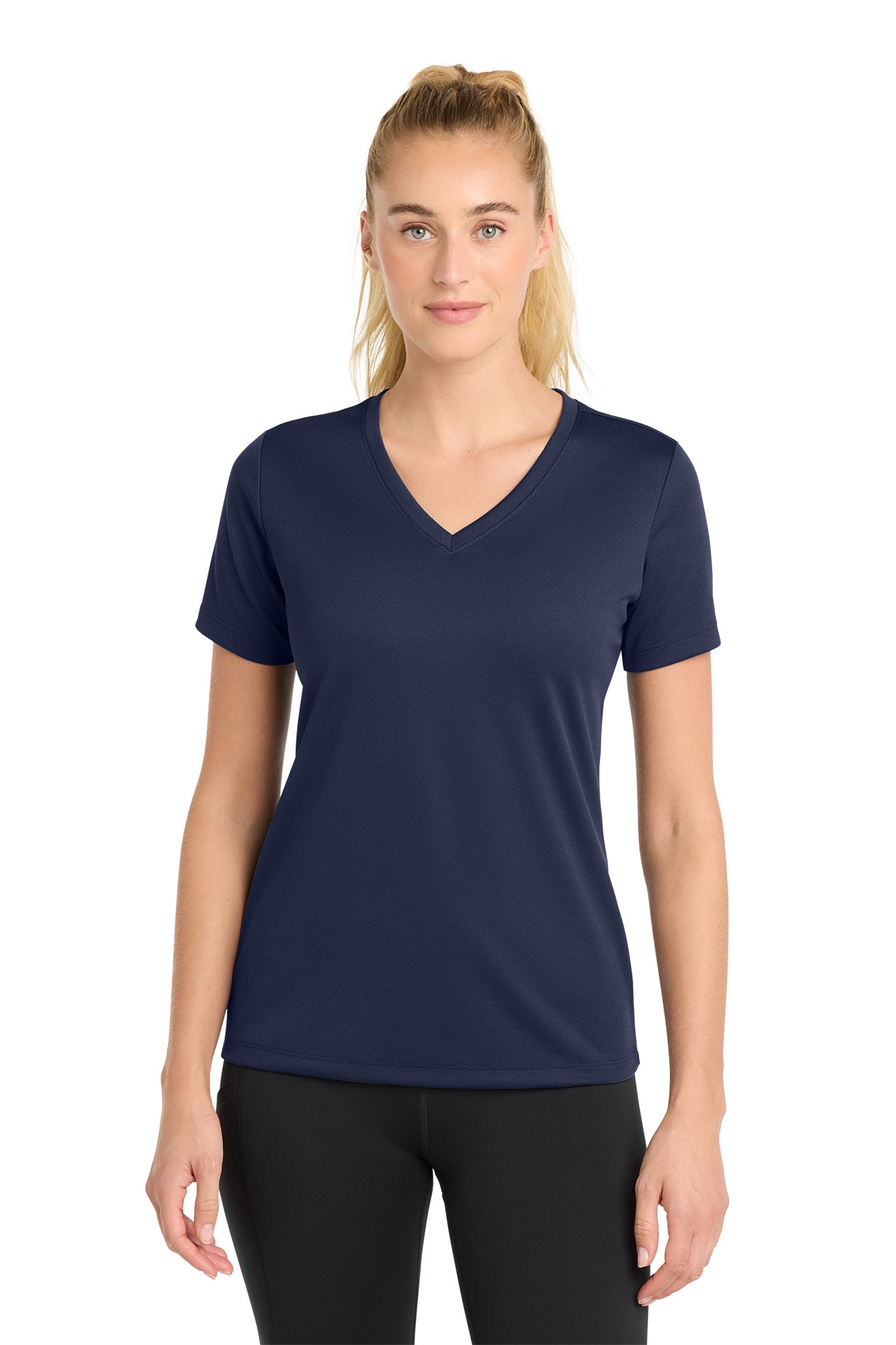 Sport-Tek Women's RacerMesh V-Neck Tee - Navy