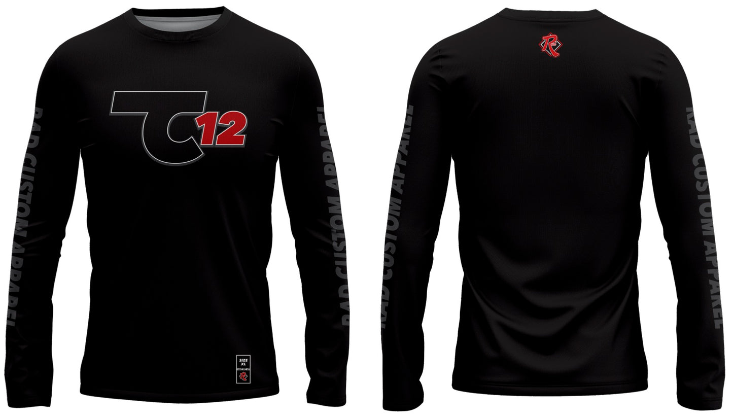 TC12 Signature Long Sleeve in Classic Black — custom athletic long sleeve tee by RAD Custom Apparel