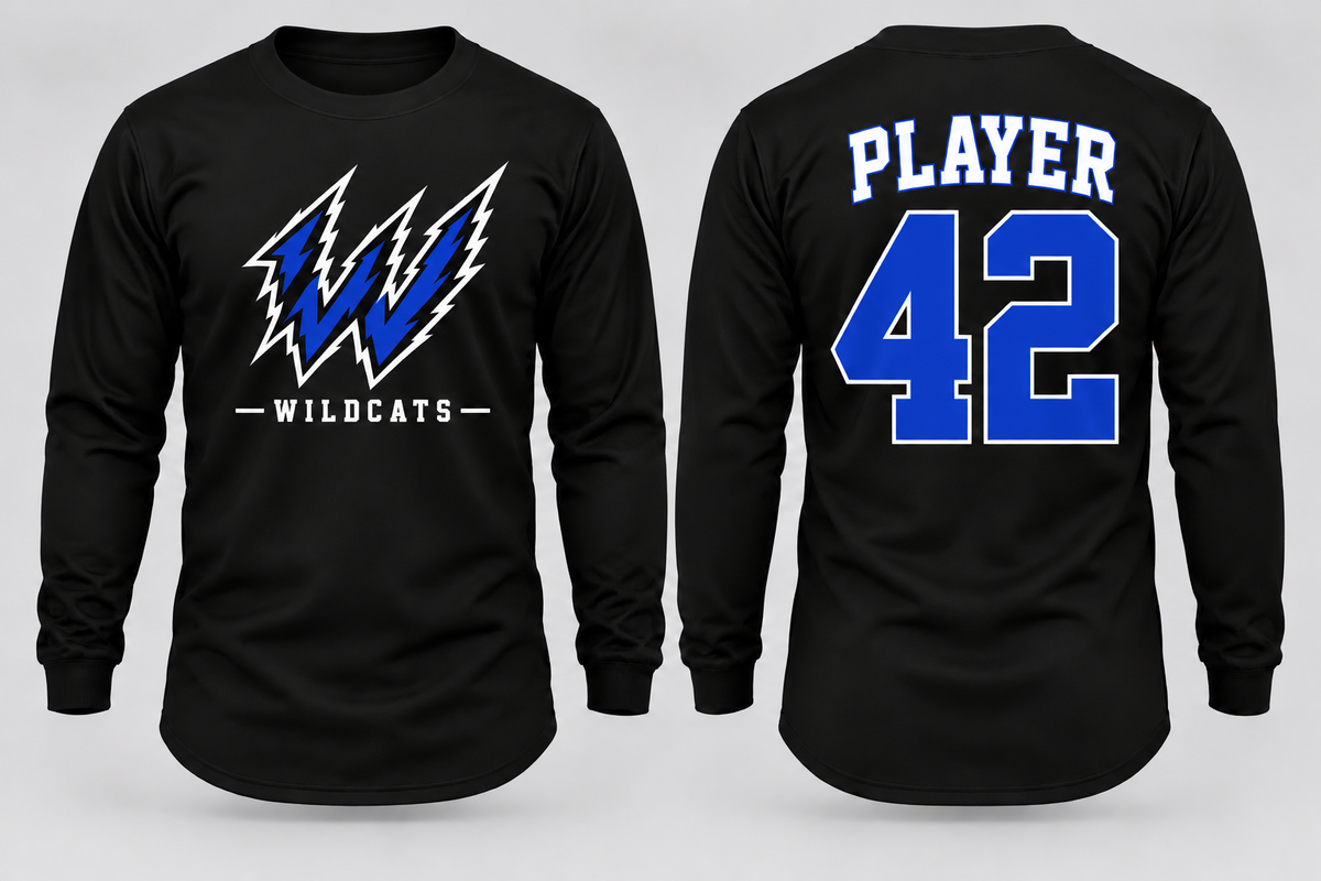 Wildcats Fast Pitch long sleeve mesh jersey — front and back