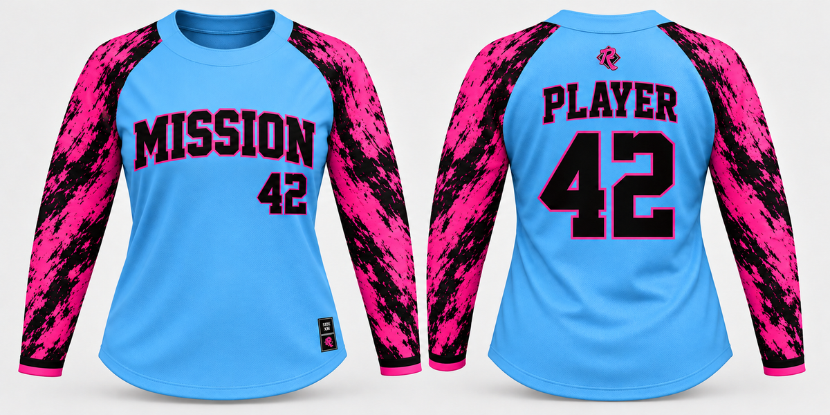 Mission Softball long sleeve jersey — front and back