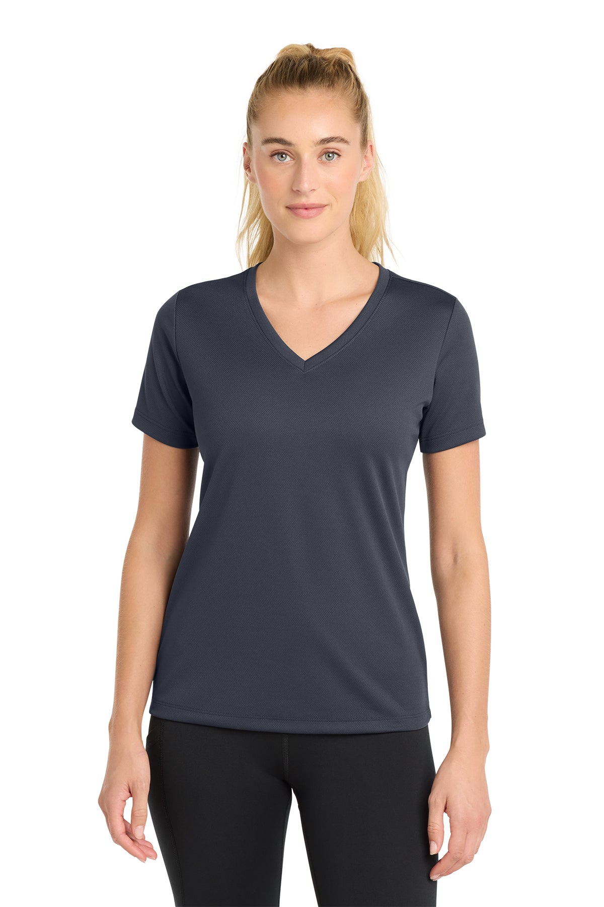 Sport-Tek Women's RacerMesh V-Neck Tee - Grey
