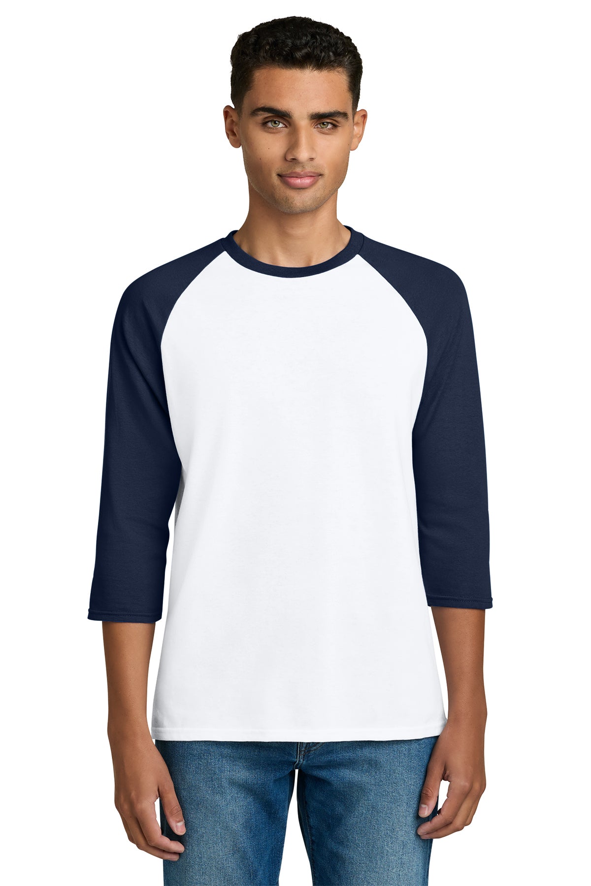 Gildan Heavy Cotton 3/4-Sleeve Raglan Tee - Navy