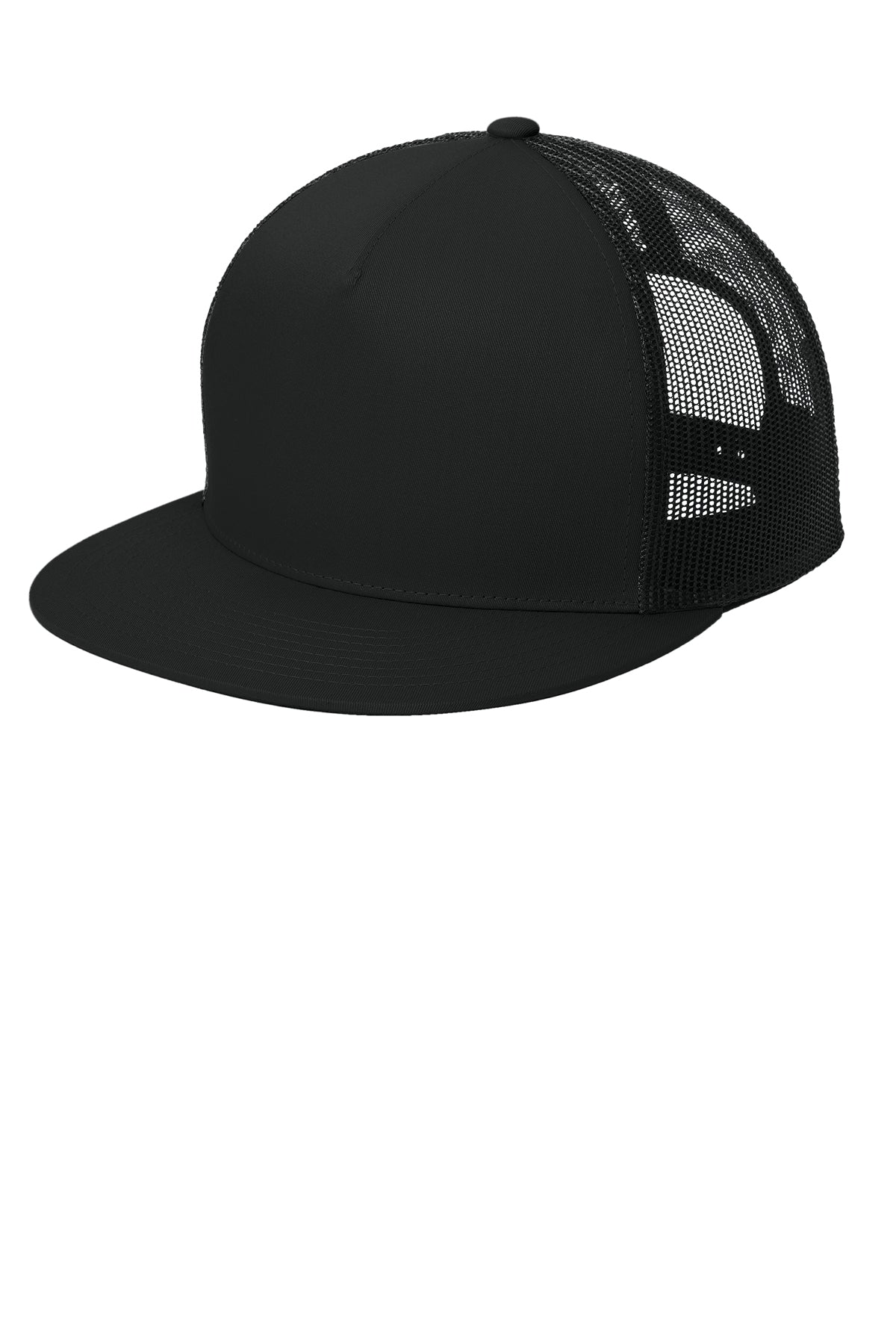 Sport-Tek 5-Panel Trucker Cap - Black