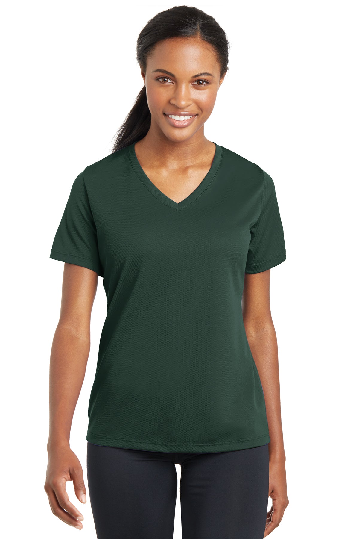 Sport-Tek Women's RacerMesh V-Neck Tee - Green