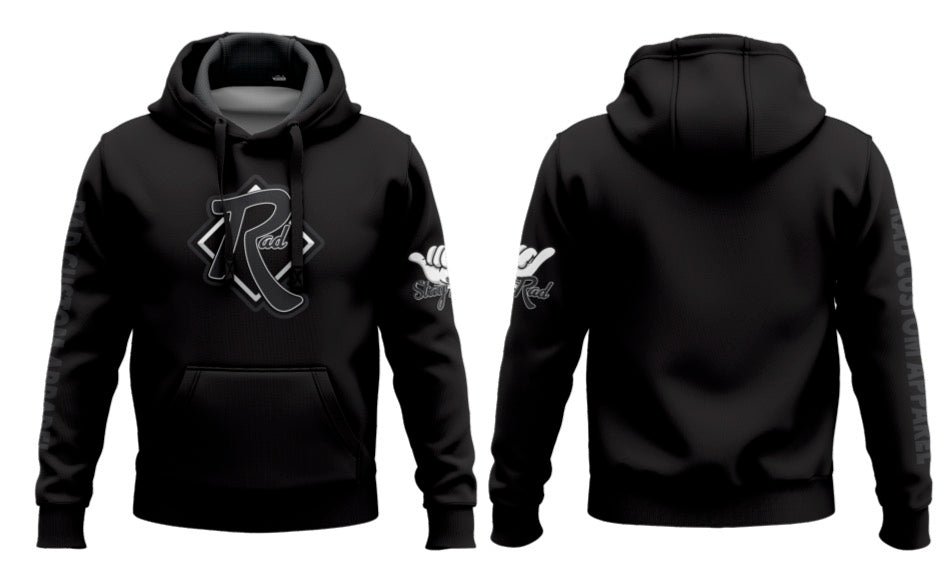 RAD Signature Hoodie in Stealth Black — custom heavyweight fleece hoodie by RAD Custom Apparel