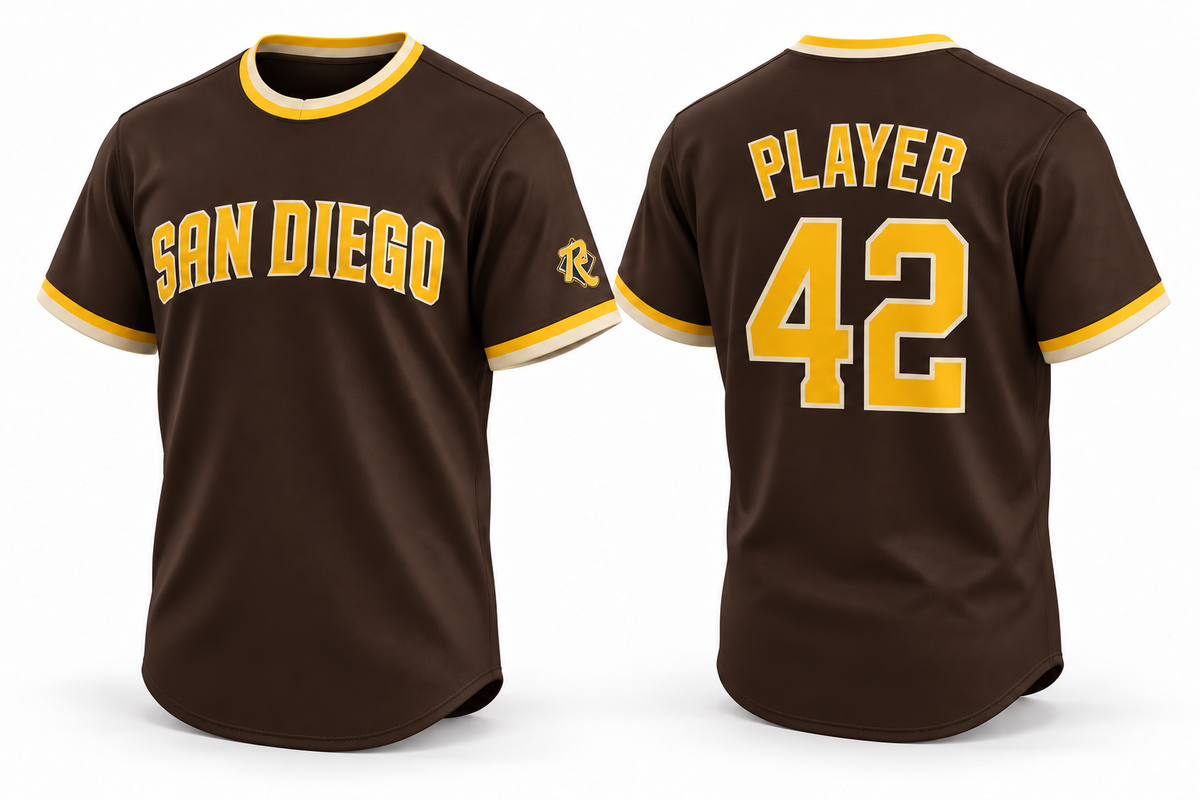 Padres Youth Brown short sleeve crew tee — front and back