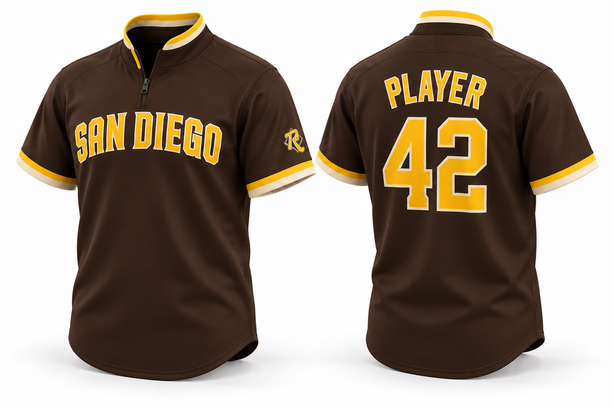 Padres Youth Brown short sleeve quarter-zip — front and back