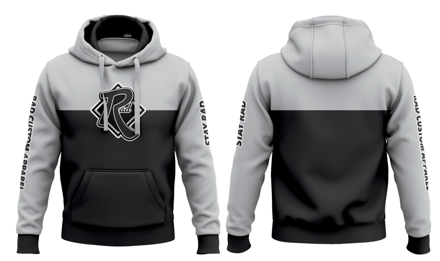 RAD Signature Hoodie in Smoke & Shadow colorway — custom heavyweight fleece hoodie by RAD Custom Apparel