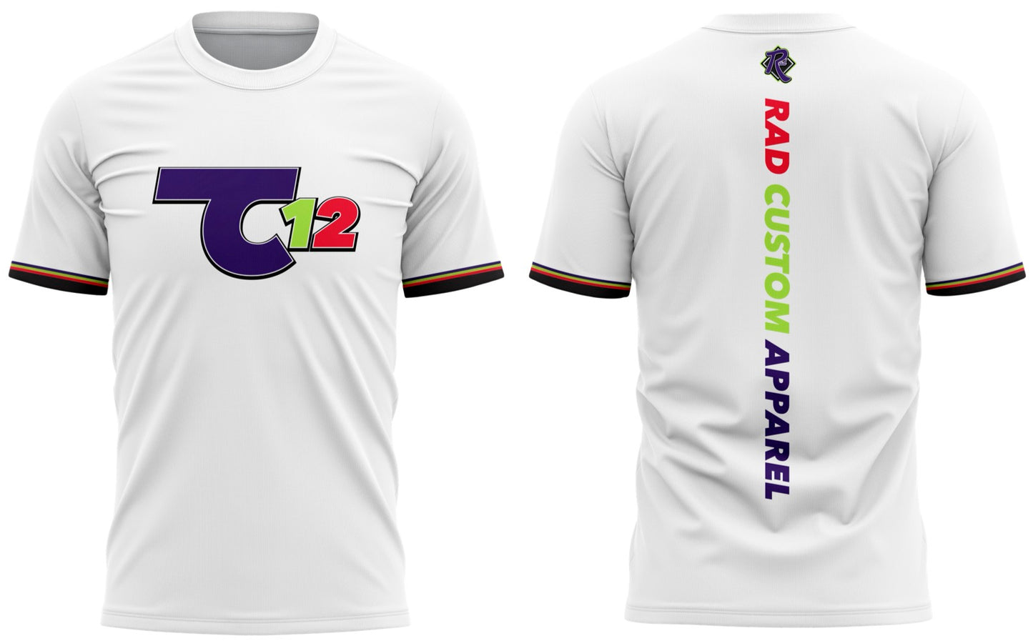 TC12 Pro Player Tee in Space Jam colorway — custom sublimated athletic tee by RAD Custom Apparel