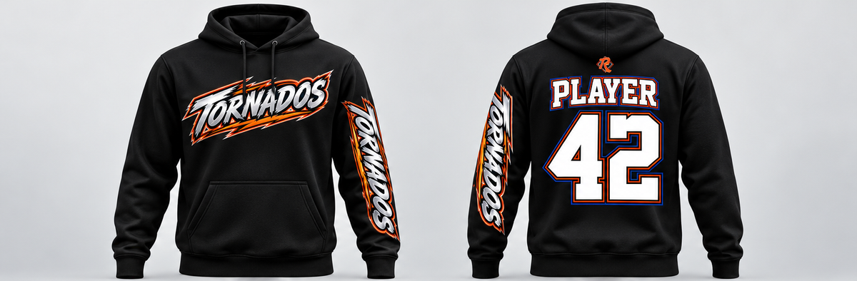 Tornados poly fleece hoodie — front and back