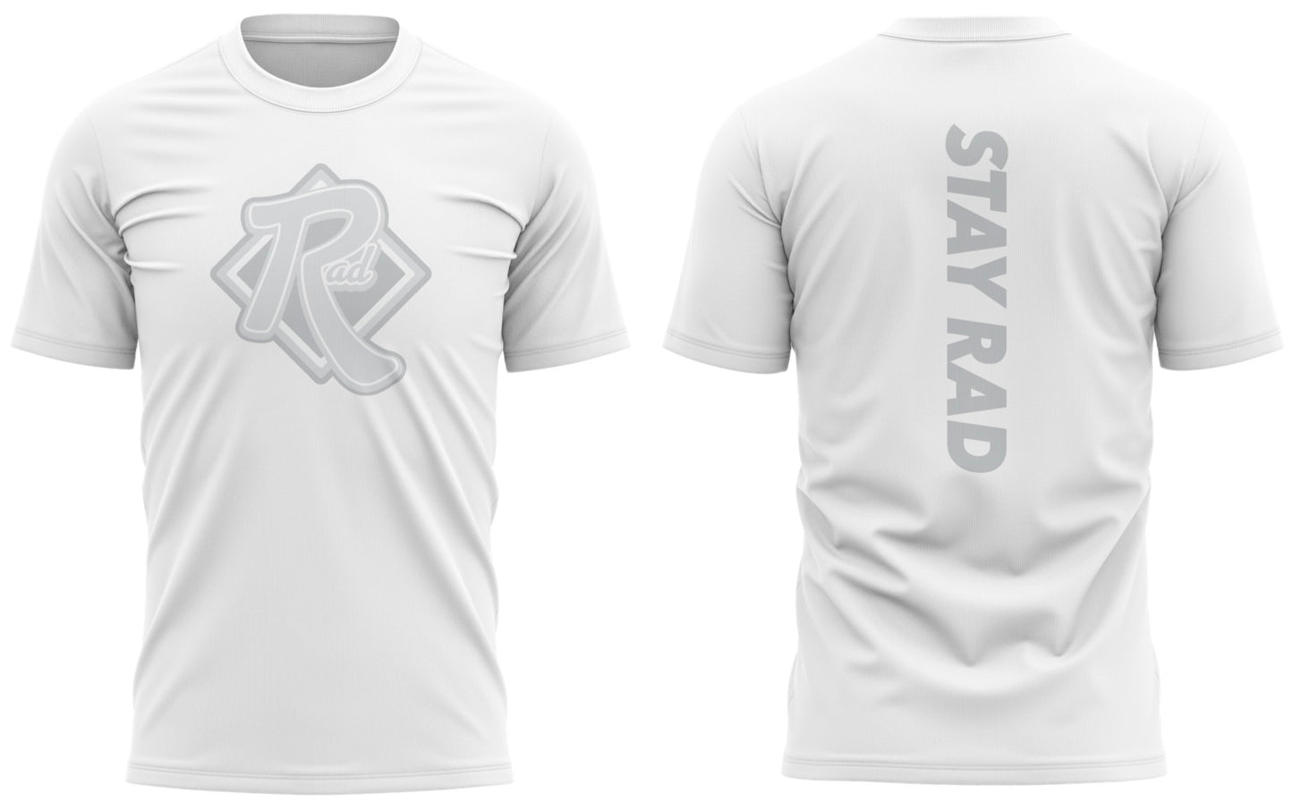 RAD Essential Tee in Clean White — custom soft poly-cotton t-shirt by RAD Custom Apparel